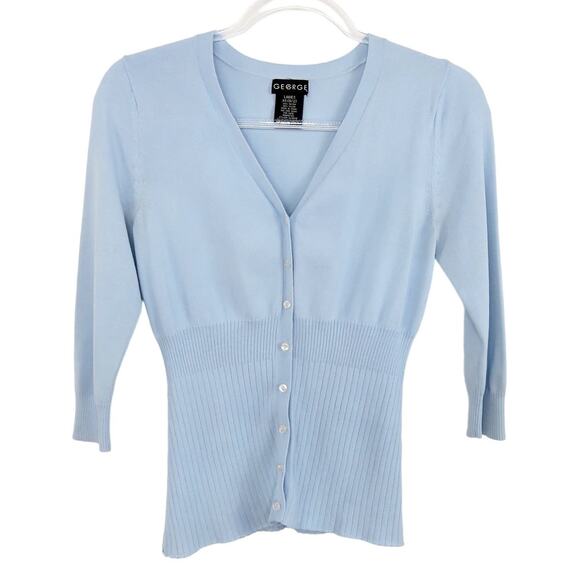 Y2k Pastel Blue Cardigan Sweater Knit XS Preppy Cute Coquette - Picture 2 of 4